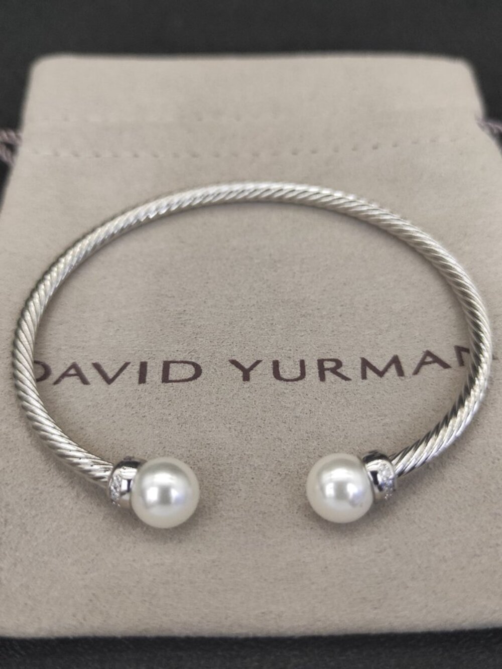 David Yurman 3mm Silver Pearl Bangle